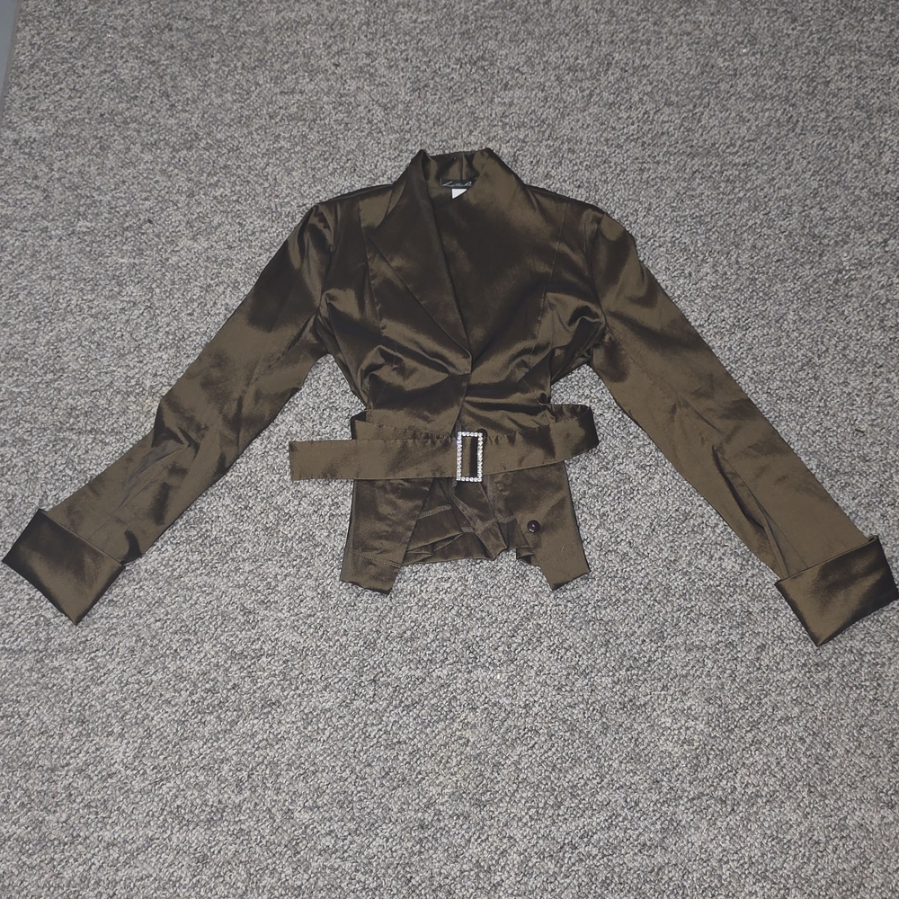 Lillie Rubin Chocolate Brown Satin Blazer